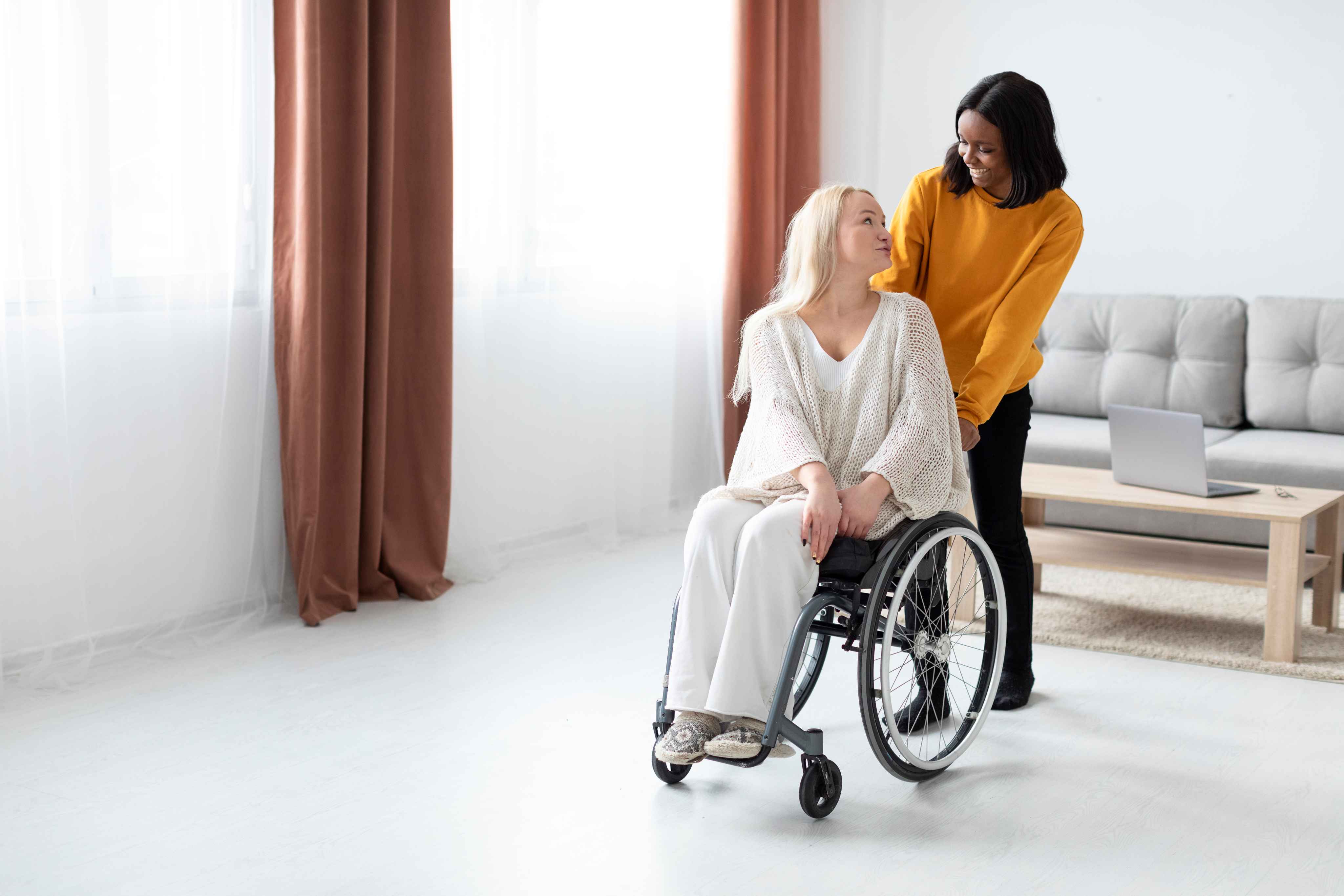 Wheelchair and caregiver
